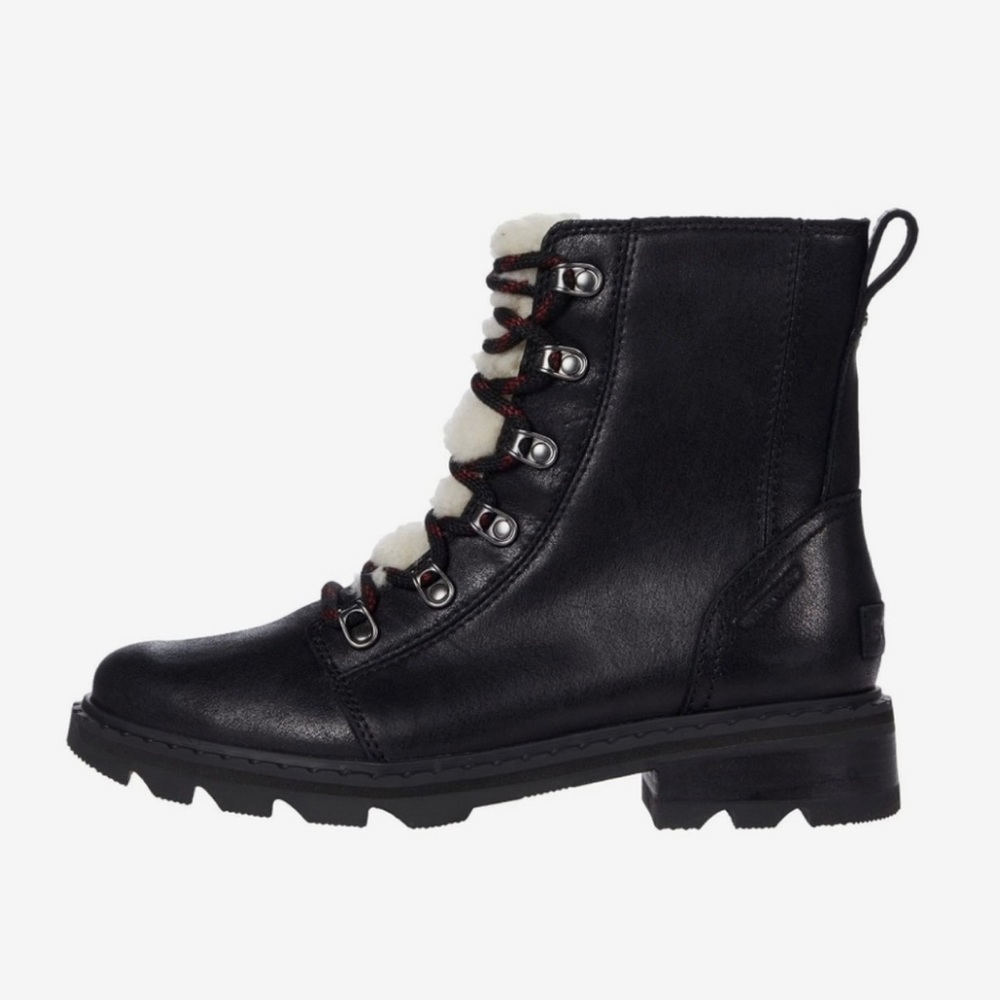 Sorel Lennox Lace Cozy Black Sherpa Waterproof Boots Women’s size 11 NO BOX